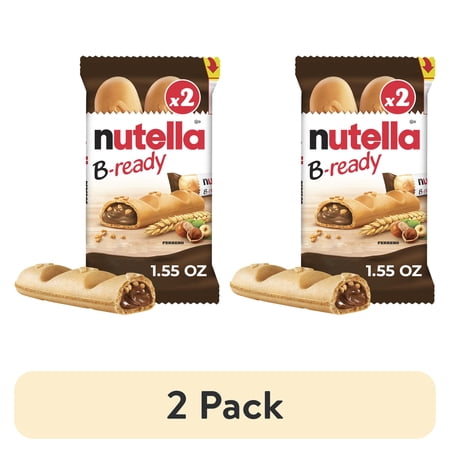 (2 pack) Nutella B-ready Wafer Bars, Hazelnut Spread with Cocoa, Individually Wrapped Snack Bar, 2 Pack, 1.55 oz