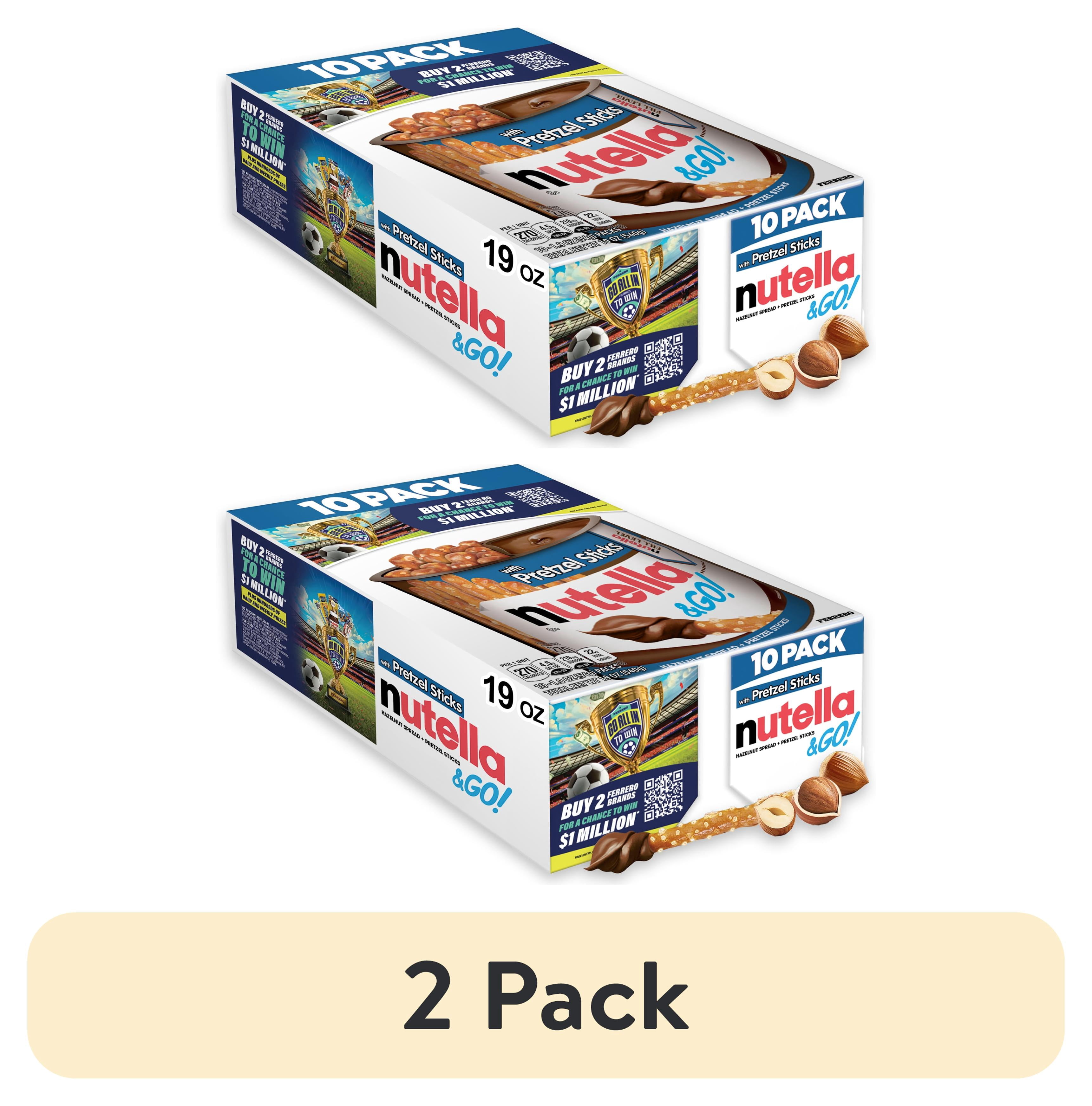 (2 pack) Nutella & GO! Chocolate Hazelnut Spread with Cocoa + Pretzel Sticks, 10 Snack Packs, 1.9 oz Each