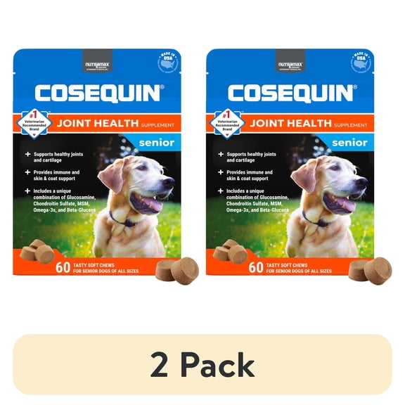 (2 pack) Nutramax Cosequin for Senior Dogs Joint Health Supplement, Soft Chews, 60 Count