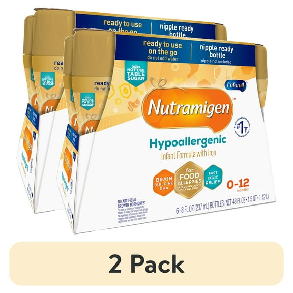 (2 pack) Nutramigen Hypoallergenic Liquid Baby Formula, Colic Relief from Cow's Milk Allergy Starts in 24H, 8 FL Oz, 6 Count
