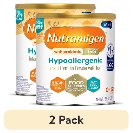 (2 pack) Nutramigen with Probiotic LGG Hypoallergenic Powder Baby Formula, 12.6 oz Can