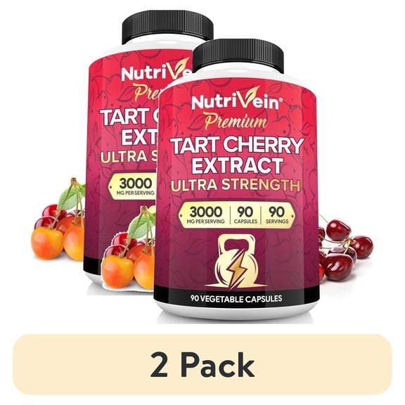 (2 pack) NutriVein Tart Cherry Extract Capsules - Joint & Muscle Recovery, Vegan - 90 Count