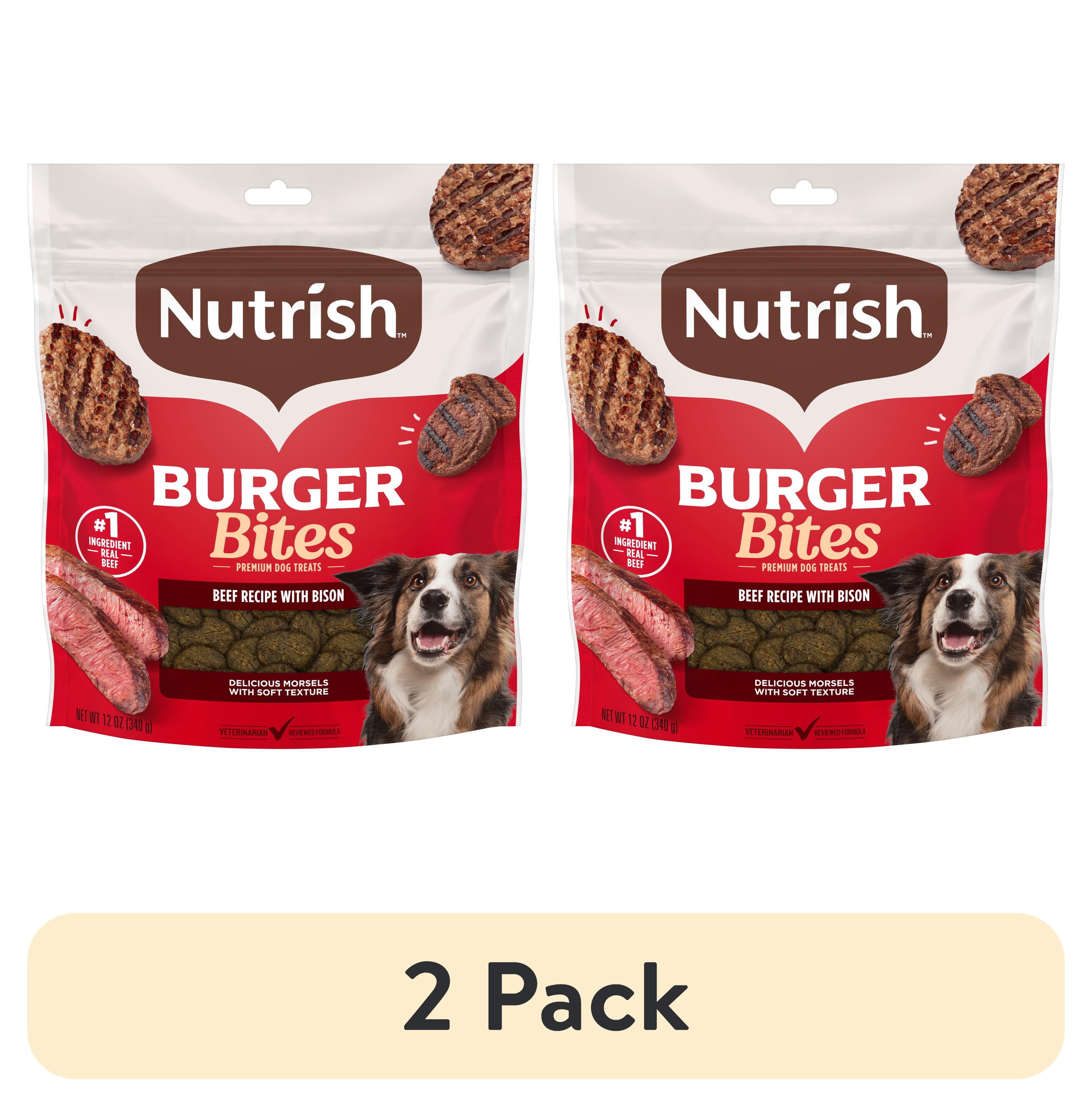 (2 pack) Nutrish Burger Bites Beef Recipe with Bison Premium Dog Treats, 12 oz. Pouch (Rachael Ray)