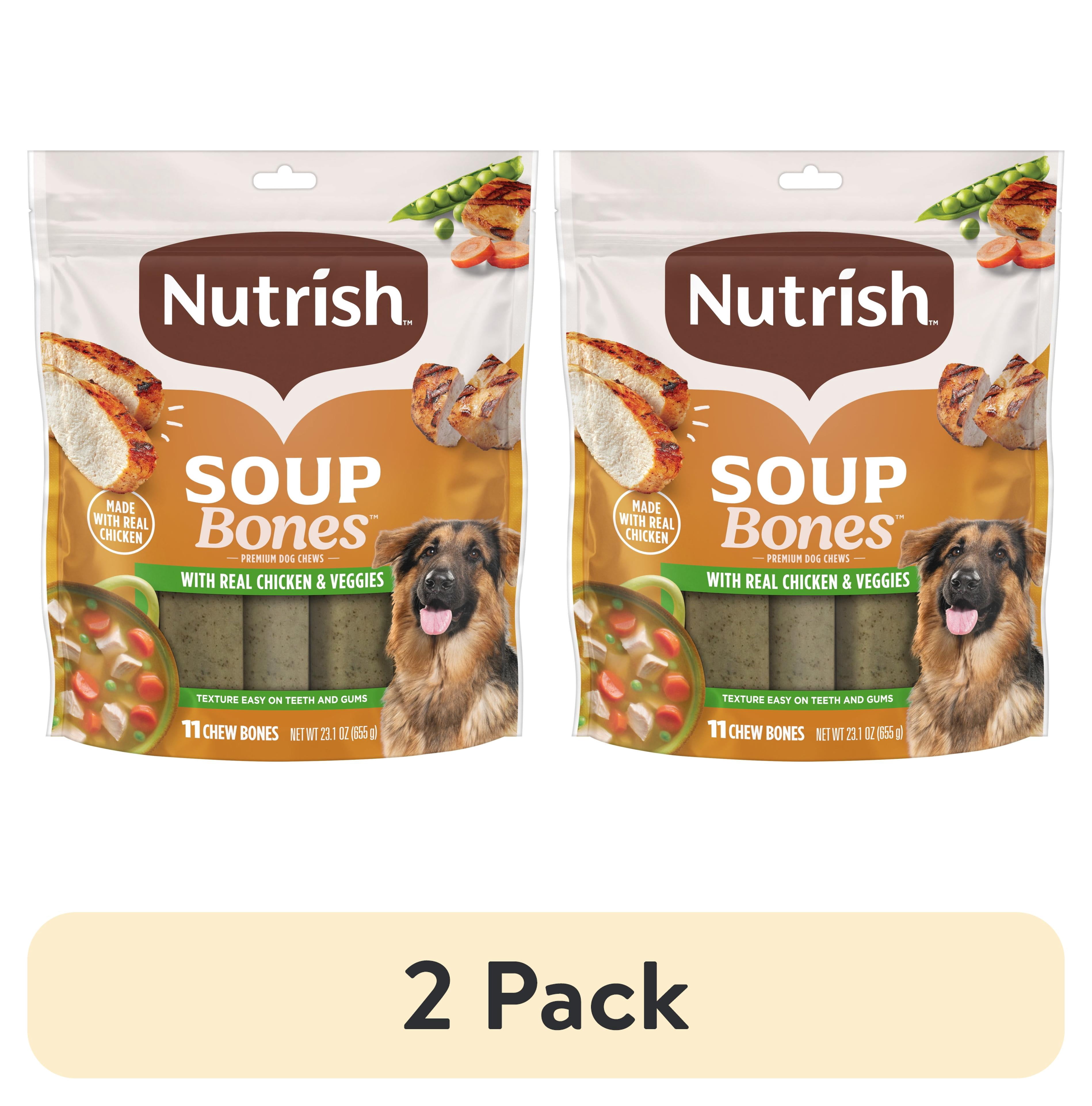 (2 pack) Nutrish Soup Bones Premium Dog Chews with Real Chicken and Veggies, 11 Chews, Packaging May Vary (Rachael Ray)