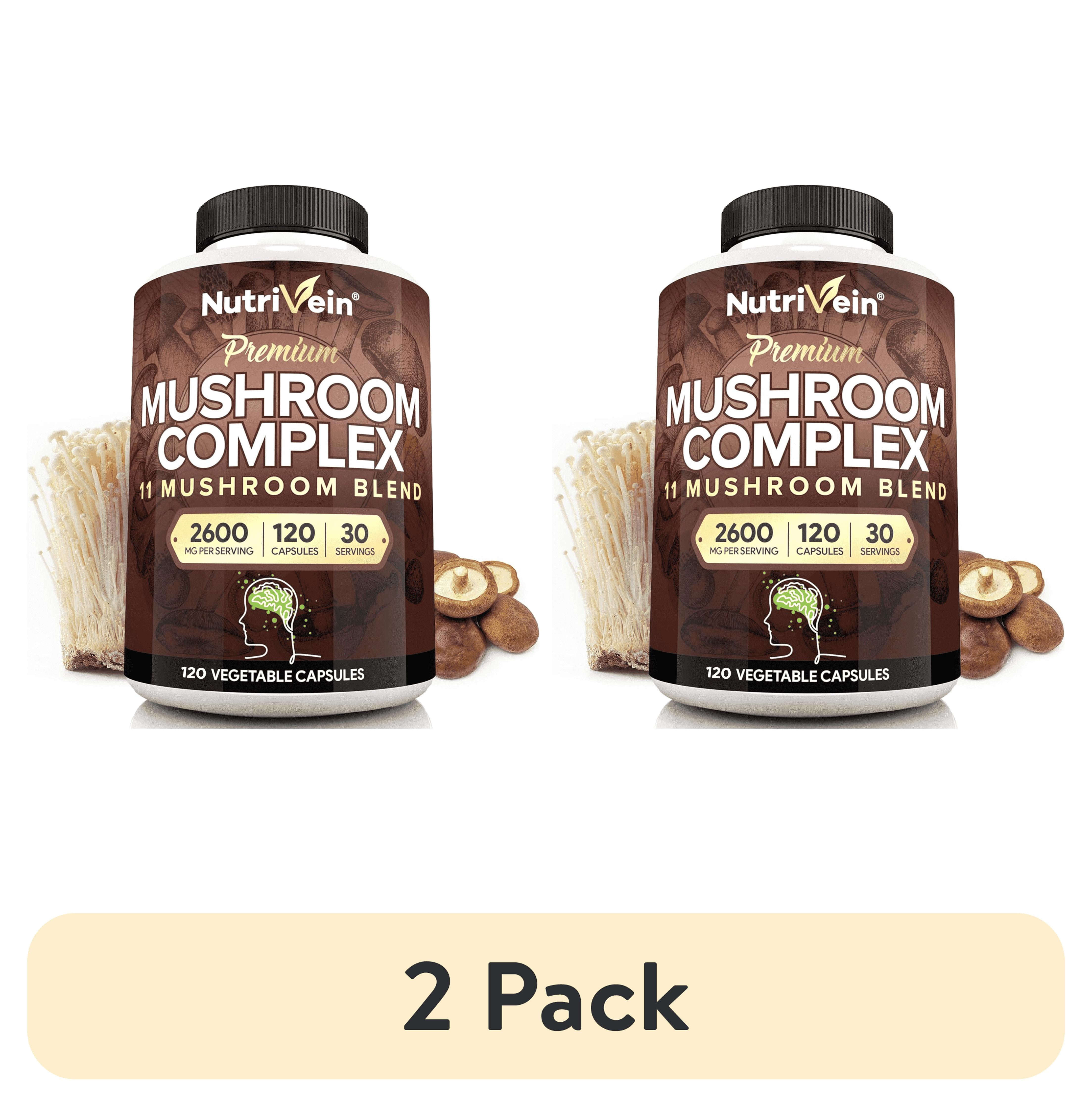 (2 pack) Nutrivein Mushroom Complex Supplement Cordyceps Capsules - 2600mg - 120 Capsules