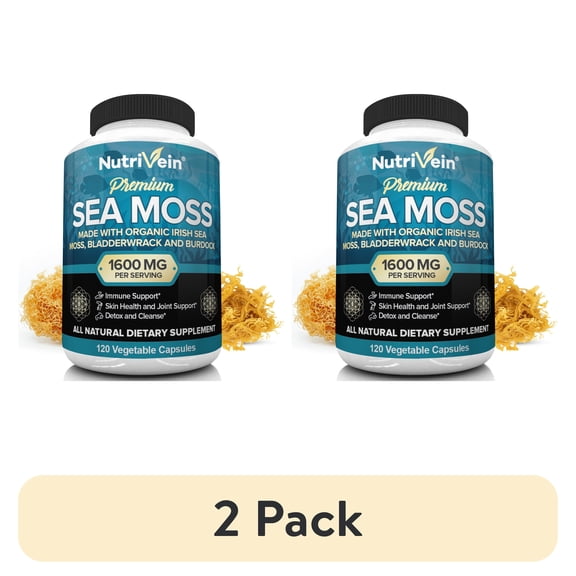 (2 pack) NutriVein Organic Sea Moss 1600 mg Gut and Thyroid Support 120 Capsules