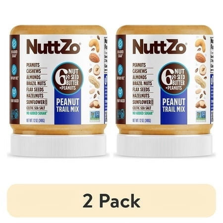 (2 pack) NuttZo Natural Peanut Trail Mix, 6 Nut & Seed Butter Spread, 12 oz.