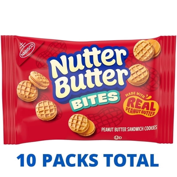 2 pack-Nutter Butter Bites Peanut Butter Sandwich Cookies, 10 Snack Packs