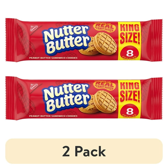 (2 pack) NUTTER BUTTER Peanut Butter Sandwich Cookies, King Size, 3.5 oz