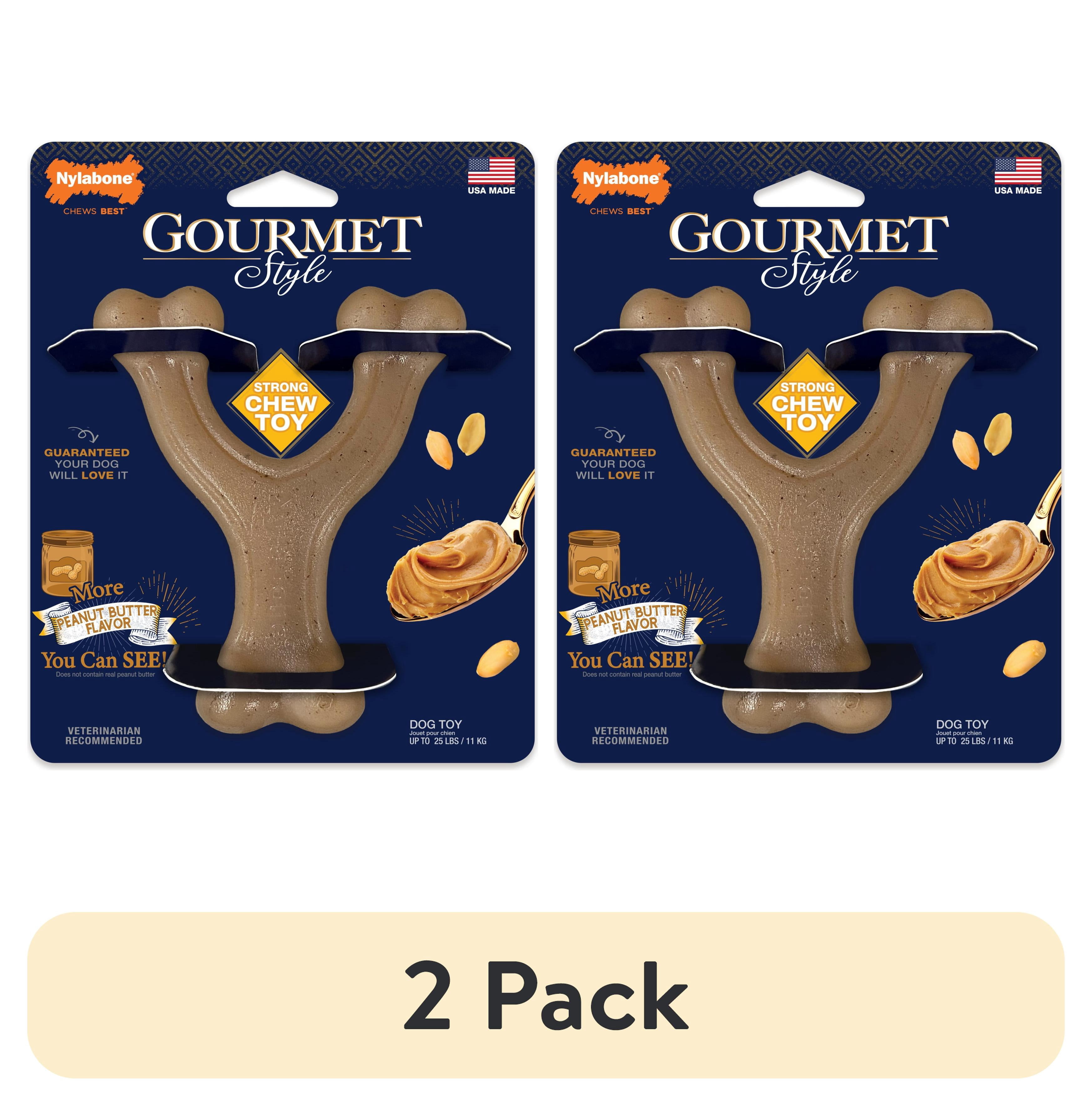 (2 pack) Nylabone Gourmet Style Strong Wishbone Dog Chew Toy Peanut Butter Small/Regular - up to 25 Ibs.