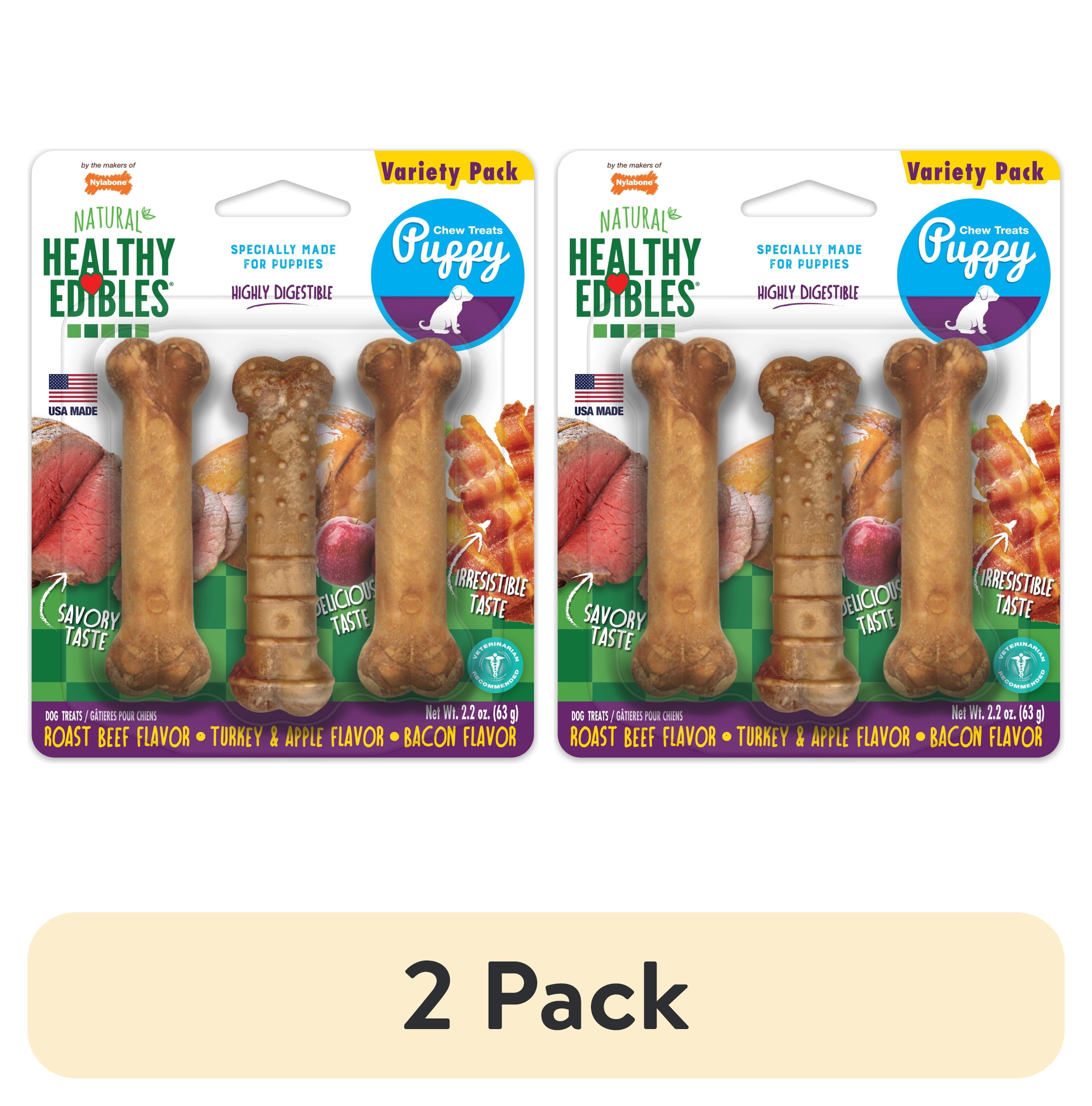 (2 pack) Nylabone Healthy Edibles Natural Puppy Treats, Training Treats for Puppies, Lamb & Apple Flavor Dog Treats, For X-Small Dogs (3 Count)