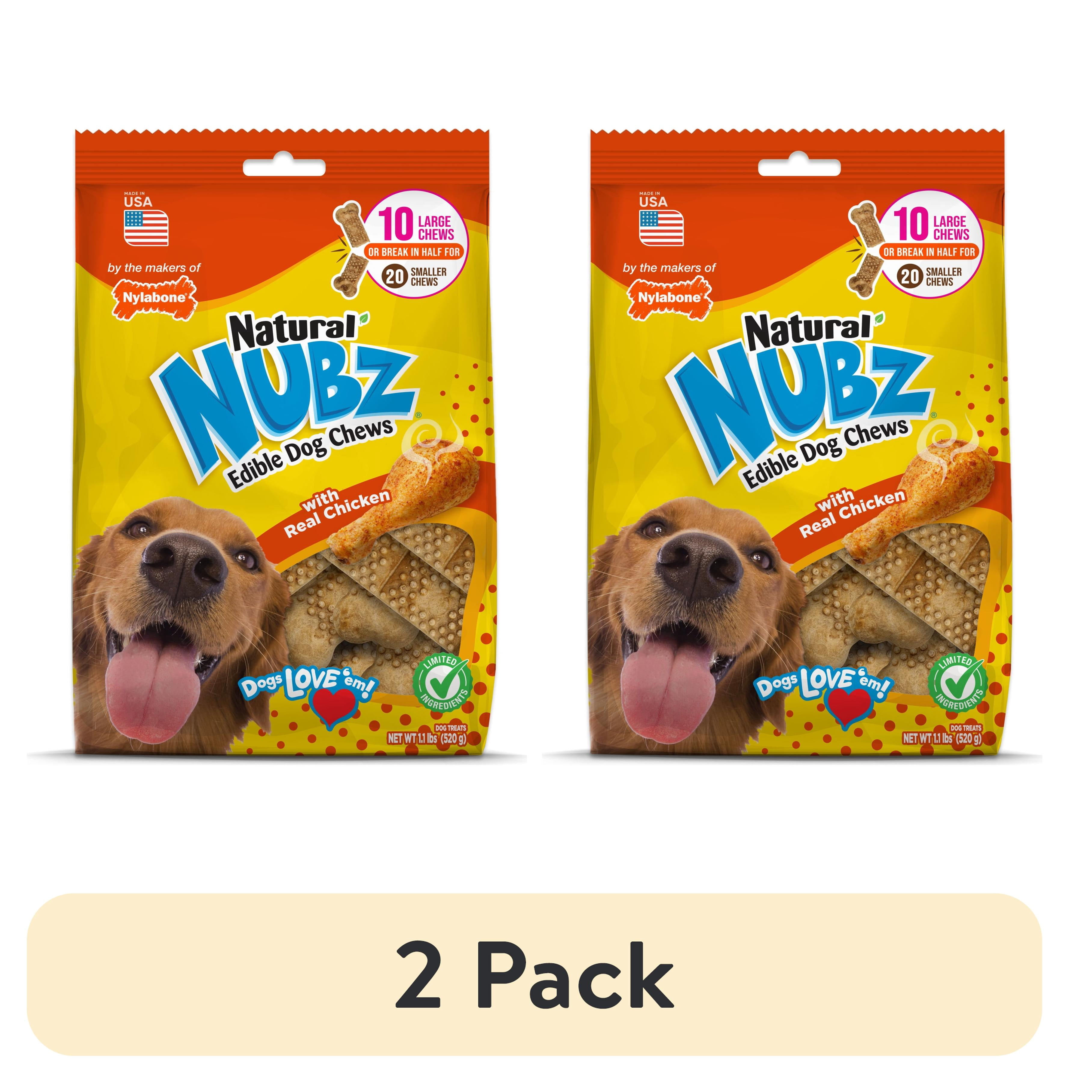 (2 pack) Nylabone Nubz Chicken Dog Chew Treats Large (10 Count)