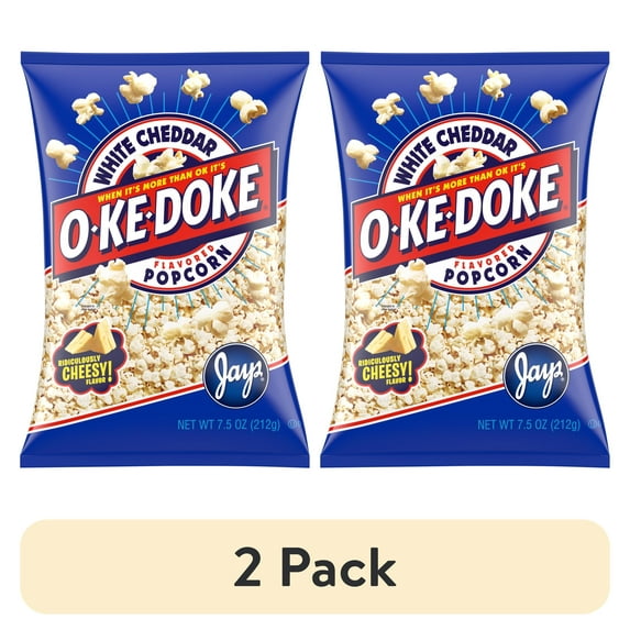 (2 pack) O-Ke-Doke Popcorn, White Cheddar Popcorn, 7.5 oz Bag