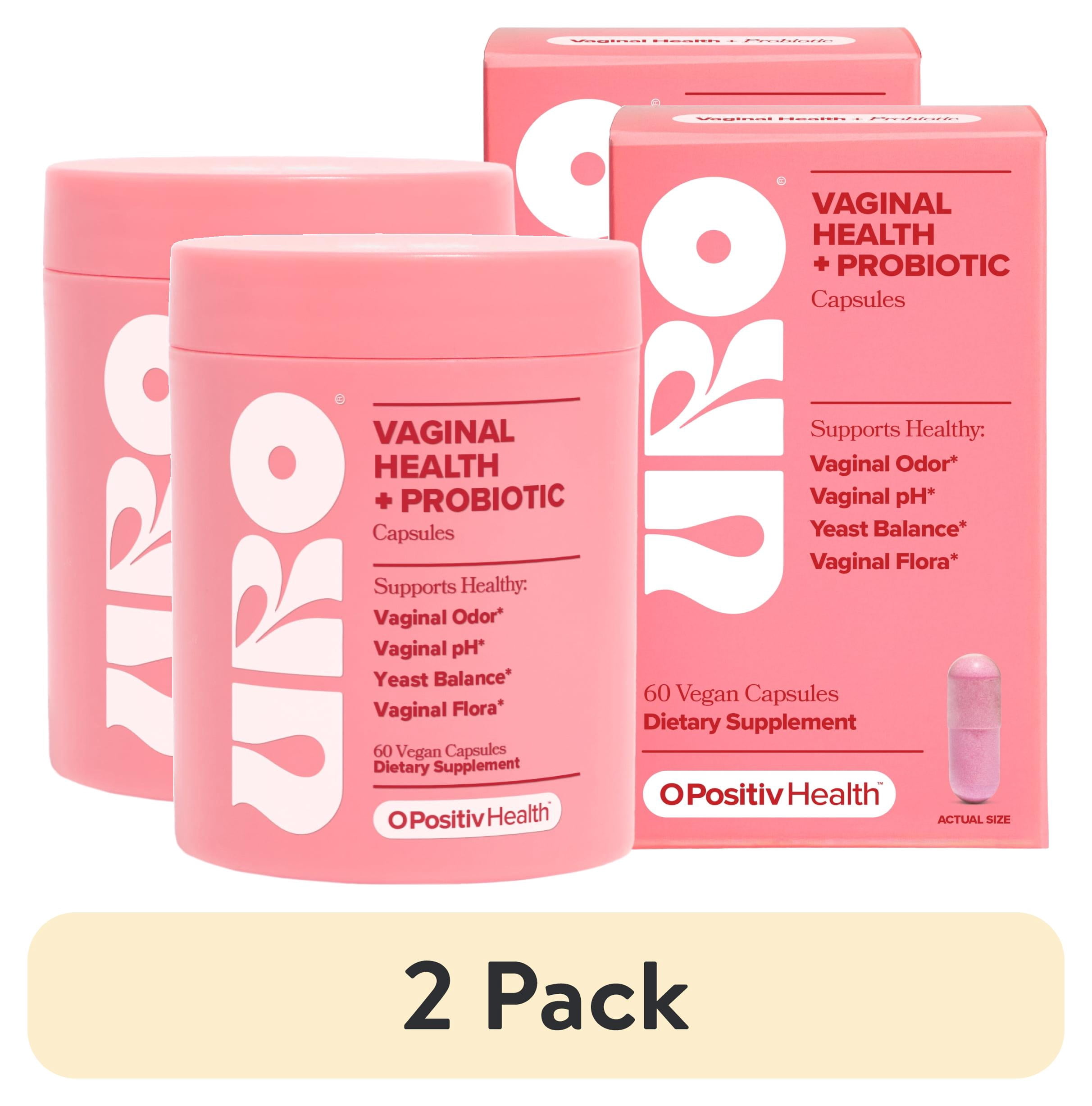 (2 pack) O Positiv URO Vaginal Health + Probiotic Capsules for Vaginal Flora, pH & Yeast Balance, 60 Count