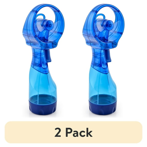 (2 pack) O2COOL Deluxe Handheld Battery Powered Water Misting Fan Blue - New 3.7 inch by 10.6 inch