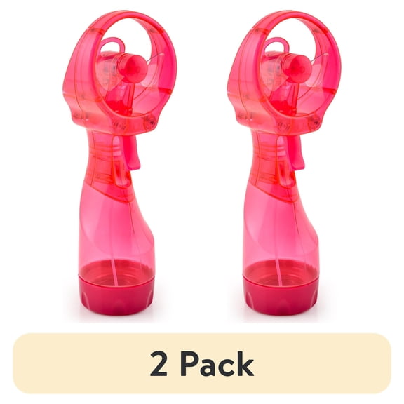 (2 pack) O2COOL Deluxe Handheld Battery Powered Water Misting Fan Pink