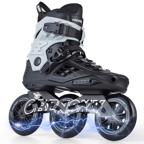 (2 pack) (2 pack) OBENSKY Adult Roller Blades for Men & Women, 110mm Inline Speed Skates Black & Gray