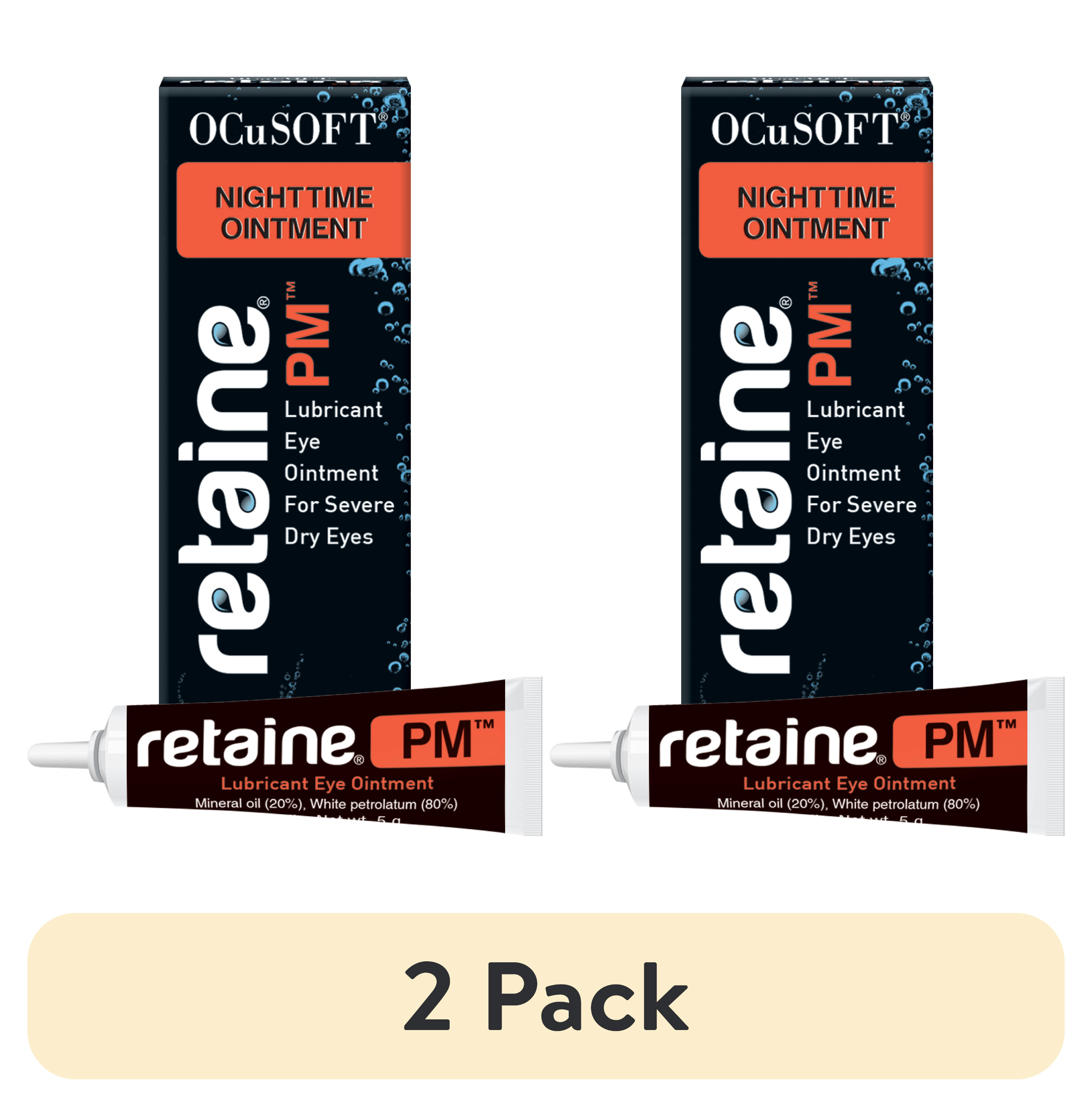 (2 pack) OCuSOFT Retaine PM Nighttime Ointment 5 Gram Tube, Lubricant Eye Ointment for Irritated Eyes Associated with Dry Eye
