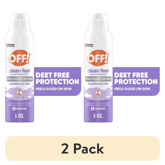 (2 pack) OFF! Clean Feel Insect Repellent Aerosol, Fragrance Free, Picaridin Bug Spray, 5 oz