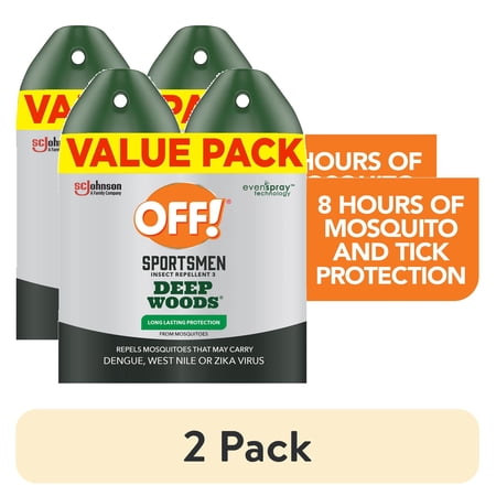 (2 pack) OFF! Sportsmen Insect Repellent 3 Deep Woods, Bug Spray, Mosquito Repellent Spray, 8 oz, 2 Ct