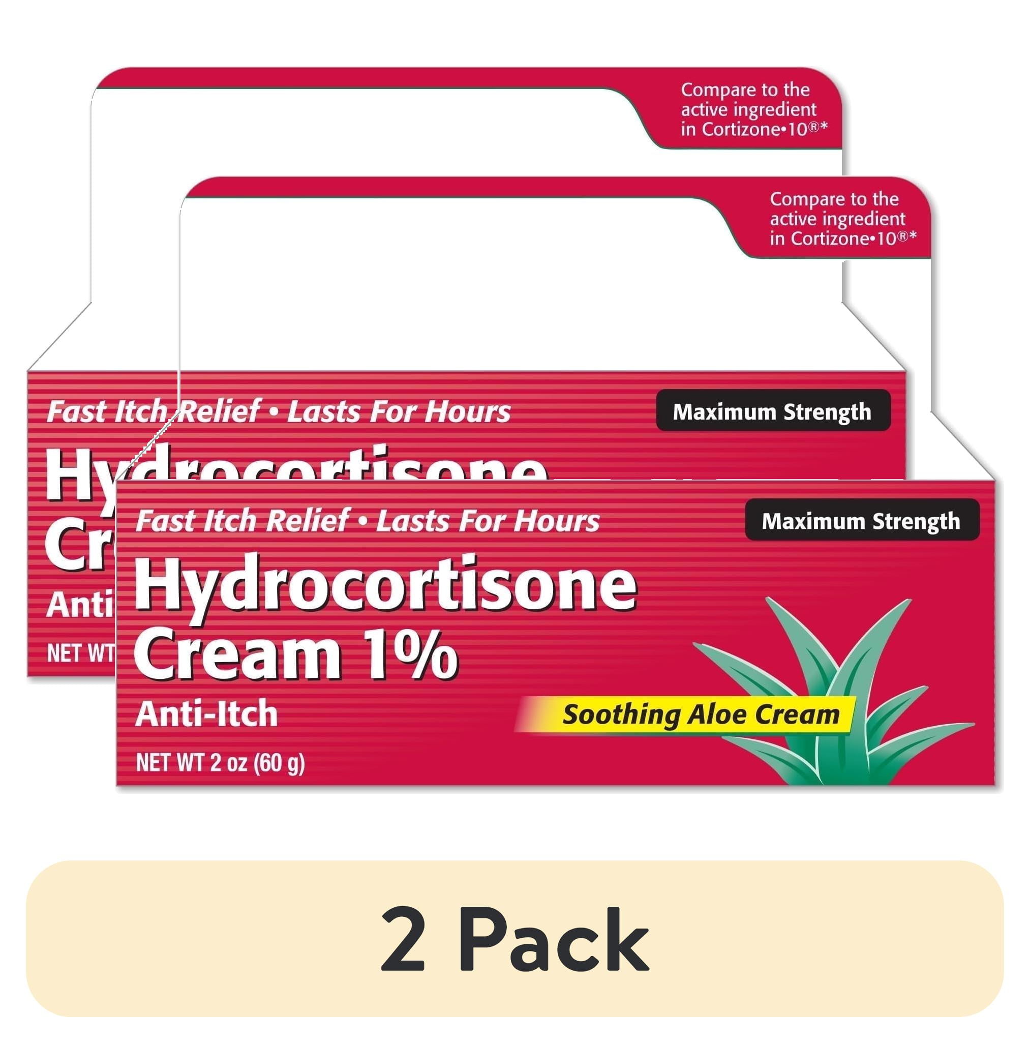 (2 pack) Hydrocortisone Cream 1% with Soothing Aloe (2 Fl Oz) Fast-Acting  Maximum Strength Anti-Itch Relief for Eczema, Psoriasis, Rashes, Hives, Bug  ...
