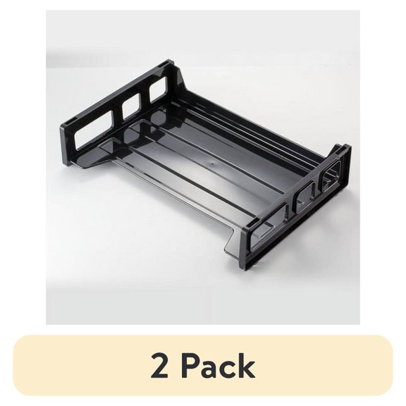 (2 pack) OIC Recycled Side Load Letter Tray 1 Compartment(s) - 1 Tier(s) - 2.8" Height x 13.2" Width x 9" Depth - Recycled - Black - Plastic - 1 / Each