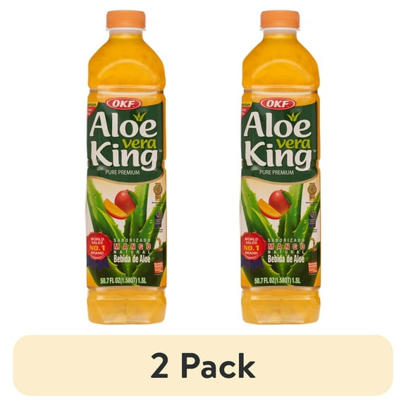 (2 pack) OKF Aloe Vera King Drink, Mango, 50.7 Fl Oz