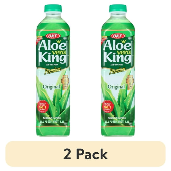 (2 pack) OKF Aloe Vera King Natural Original Aloe Vera Drink, 1.5 L