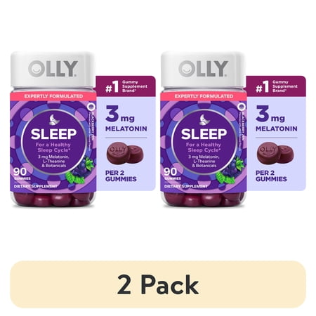 (2 pack) OLLY Sleep Gummies for Adults, 3 mg Melatonin, Restful Sleep Support, 90 Count