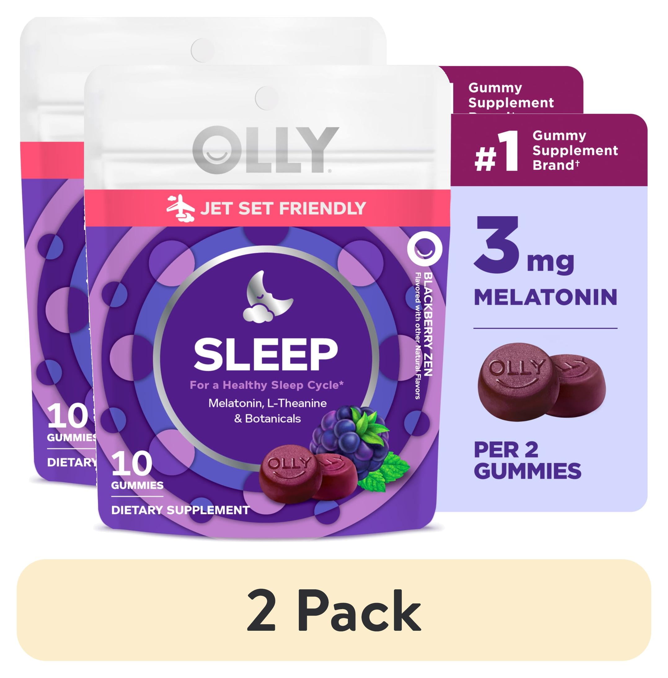 (2 pack) OLLY Sleep Gummy Supplement, 3mg Melatonin, L-Theanine, Chamomile, Blackberry Zen Flavor, 10 Ct