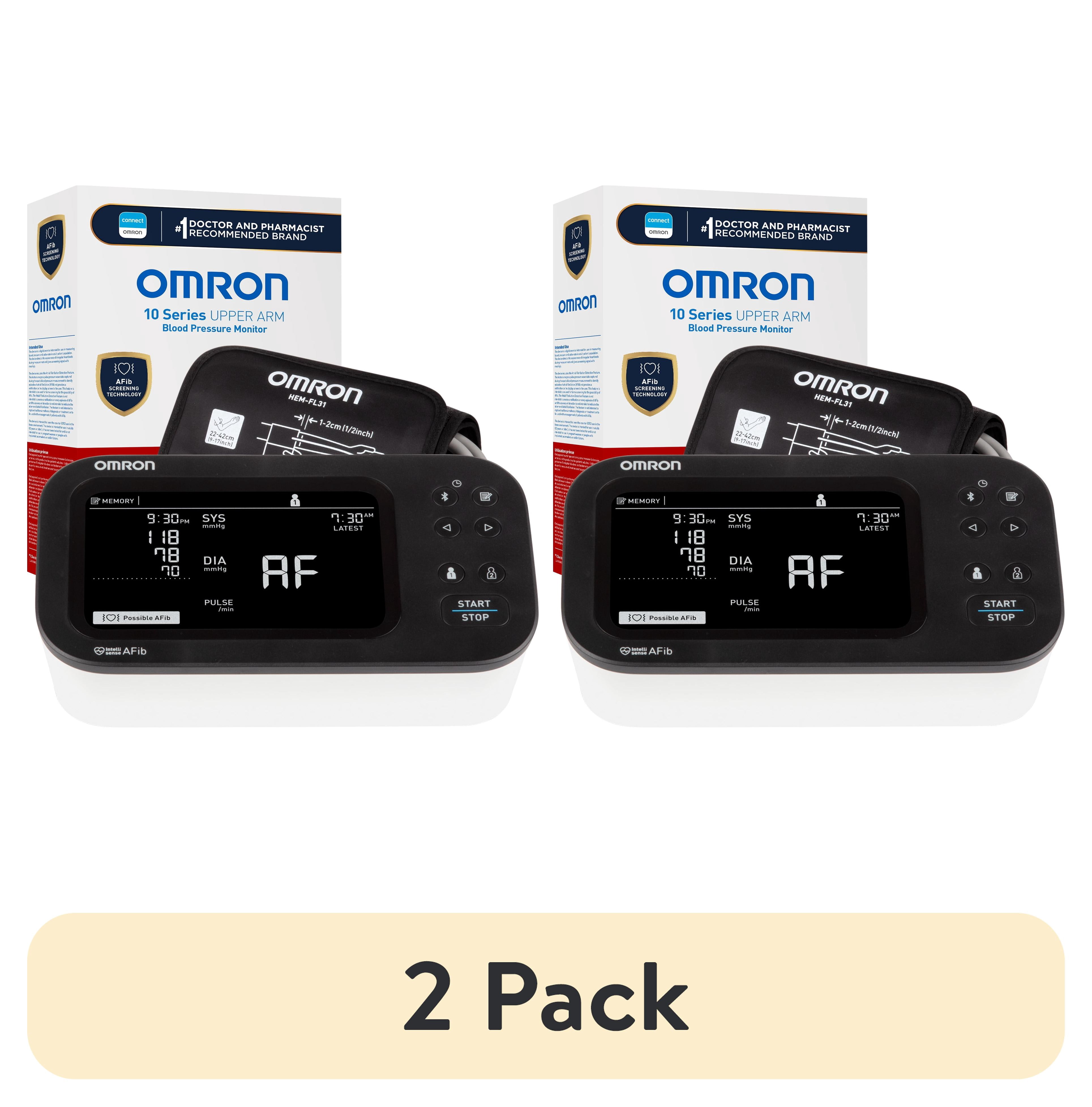 (2 pack) OMRON 10 Series Upper Arm Blood Pressure Monitor and Arm Cuff with AFib Detection for Home Use