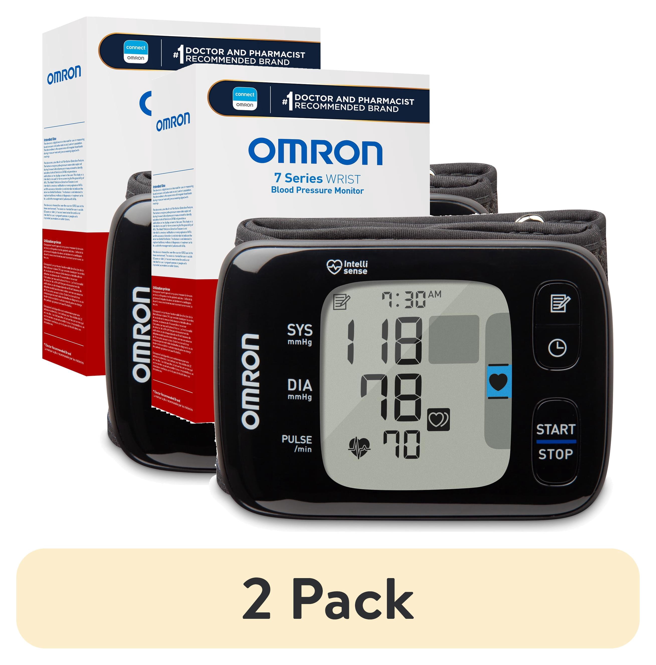 (2 pack) OMRON 7 Series Wireless Wrist Blood Pressure Monitor and Wrist Cuff for Home Use