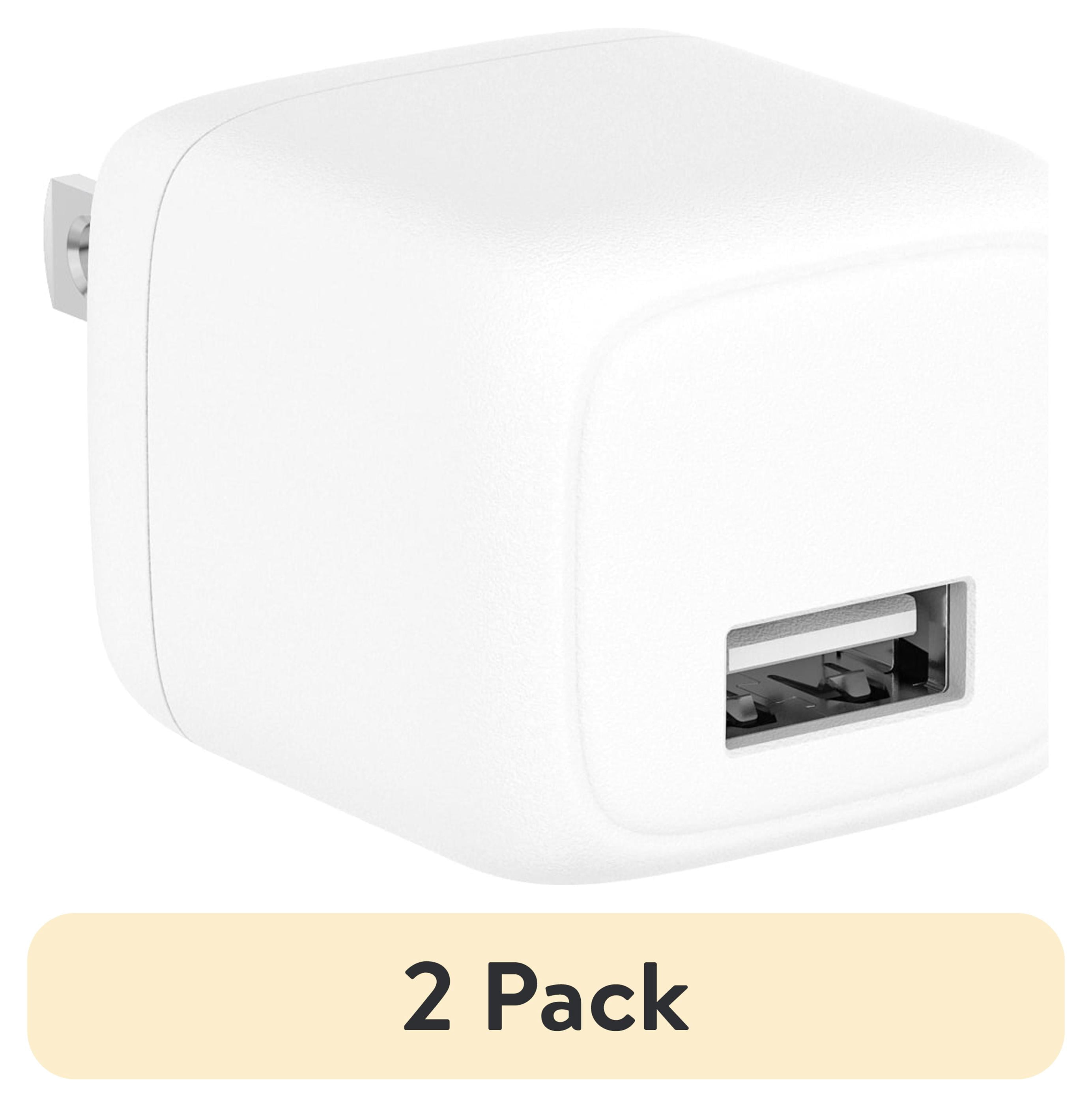 (2 pack) ONN 2.4A Wall USB Charger Universal White