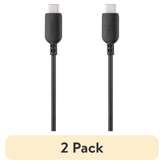(2 pack) onn USB-C to USB-A Charging Cable, 6 ft, USB-IF Certified, Black