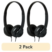 (2 pack) onn On-Ear Headphones Black Lightweight, Adjustable Headband, AUX Cord