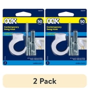 (2 pack) Ook Contemporary Swag Hook, Screw Hook 50 lbs, Steel, White, for Drywall and Wood, 1 pack