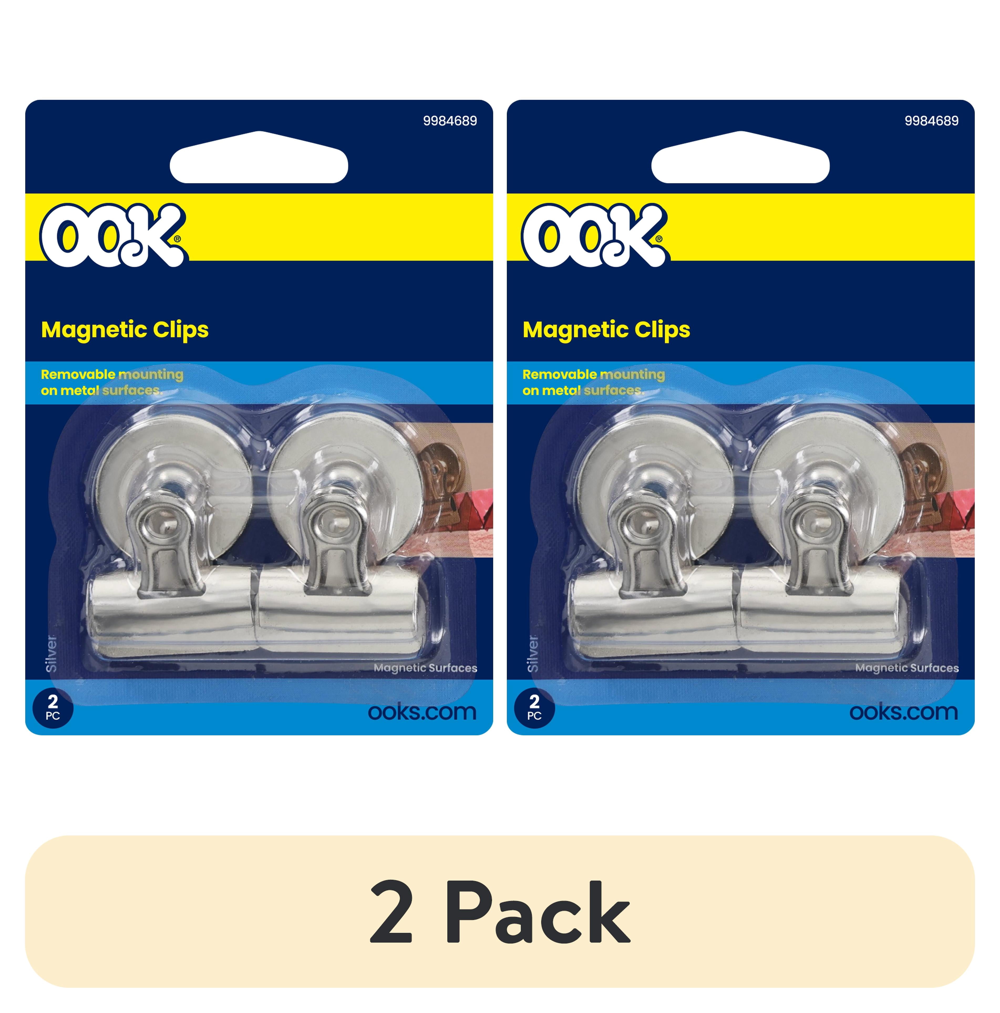 (2 pack) Ook Metal Magnetic Clips, 0.75 lb, Iron, Zinc Finish, Silver, 2 pack