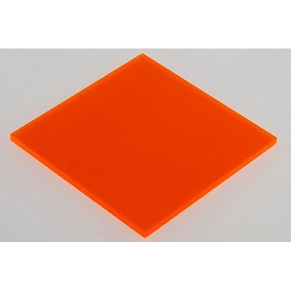 2 pack- ORANGE # 9096 FLUORESCENT ACRYLIC PLASTIC SHEET 1/8" 12" X 12"