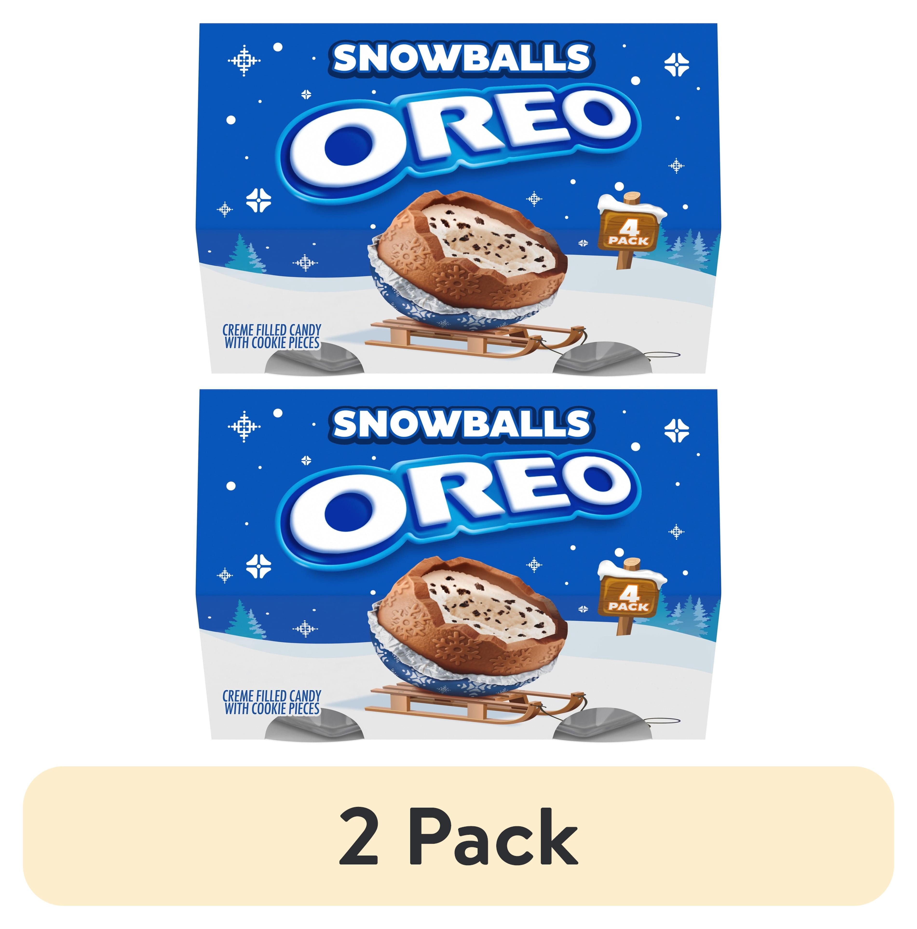 (2 pack) OREO Chocolate Snowballs, Creme Filled Holiday Candy with Cookie Pieces, 4 Pack
