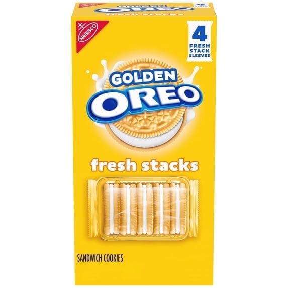 2 pack OREO Fresh Stacks Golden Sandwich Cookies, Travel Snacks, 8.05 oz (4 Multi Snack Packs)