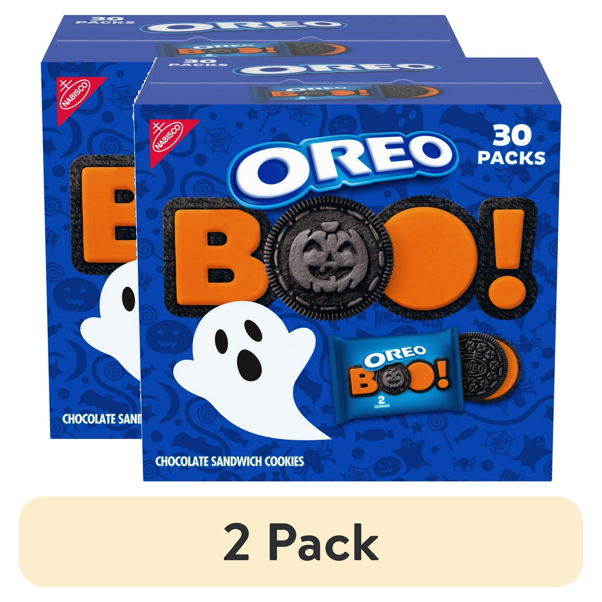 (2 pack) OREO Orange Creme Chocolate Halloween Sandwich Cookies, 30 Snack Packs (2 Cookies per Snack Pack)