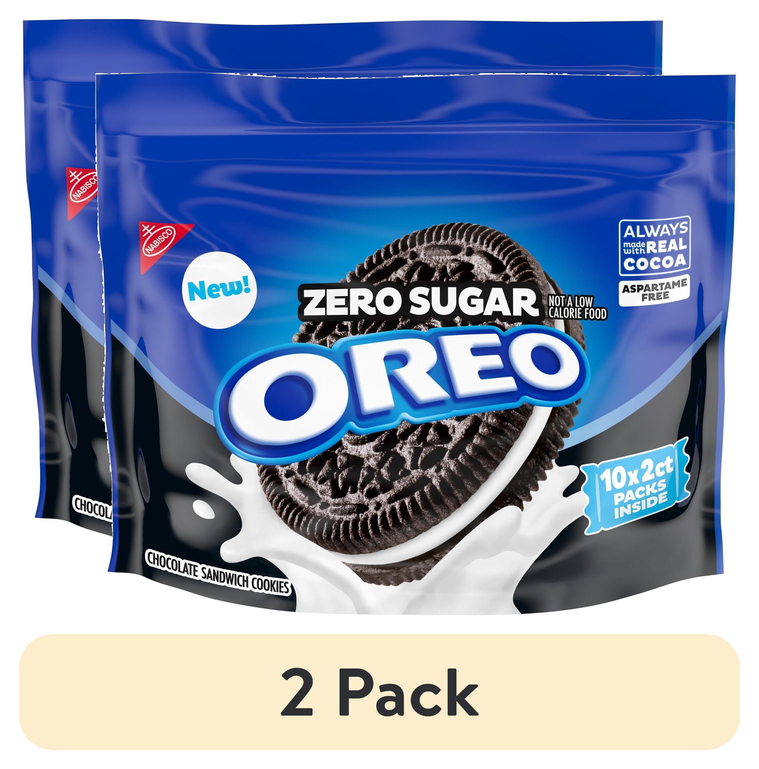 (2 pack) OREO Zero Sugar Chocolate Sandwich Cookies, 10 Snack Packs (2 Cookies Per Pack)