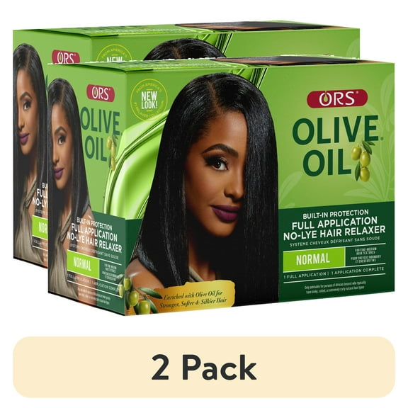 (2 pack) ORS Olive Oil Built-in Protection No-Lye Relaxer, Normal, for Fine to Medium Hair, 1 Application