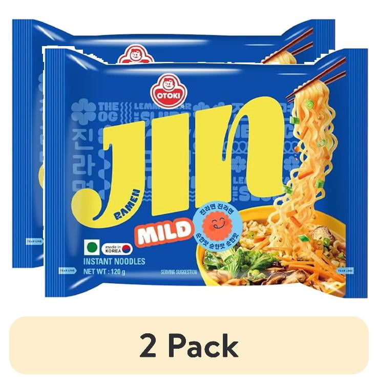 (2 pack) OTOKI Jin Ramen Korean Noodles 2 Flavor Combo Mild and Spicy 4 Packs