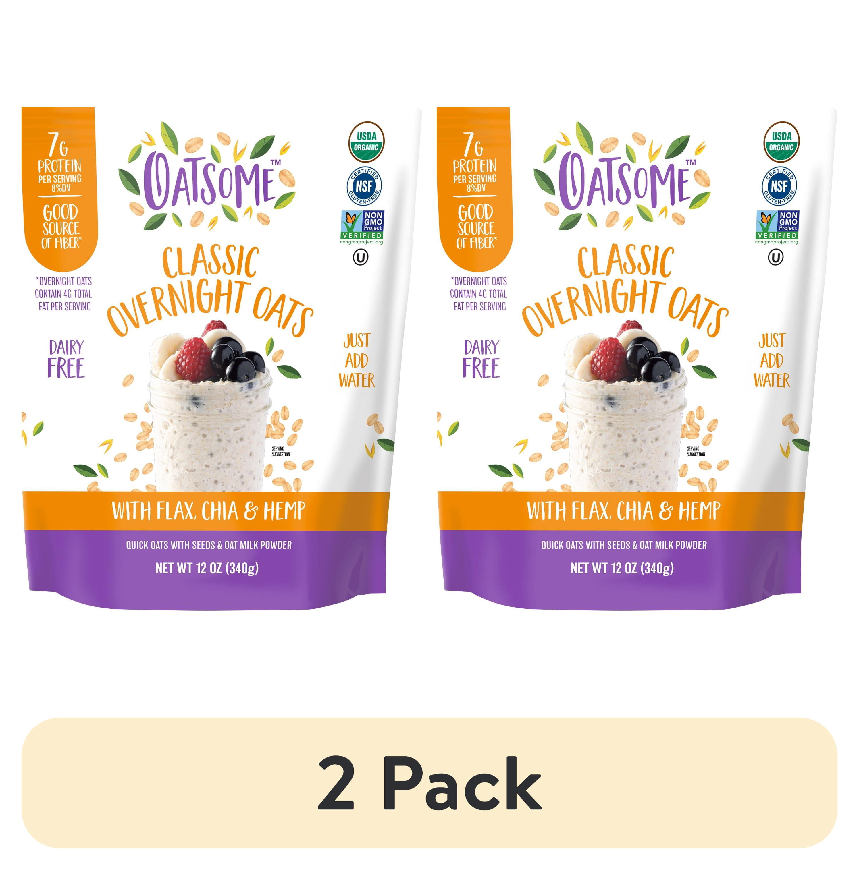 (2 pack) Oatsome Organic & Gluten-Free Overnight Oats with Chia, Flax & Hemp, 12oz Bag