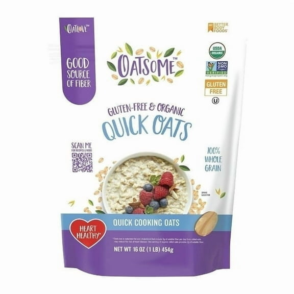 (2 pack) Oatsome Organic & Gluten-Free Quick Oats, 1lb