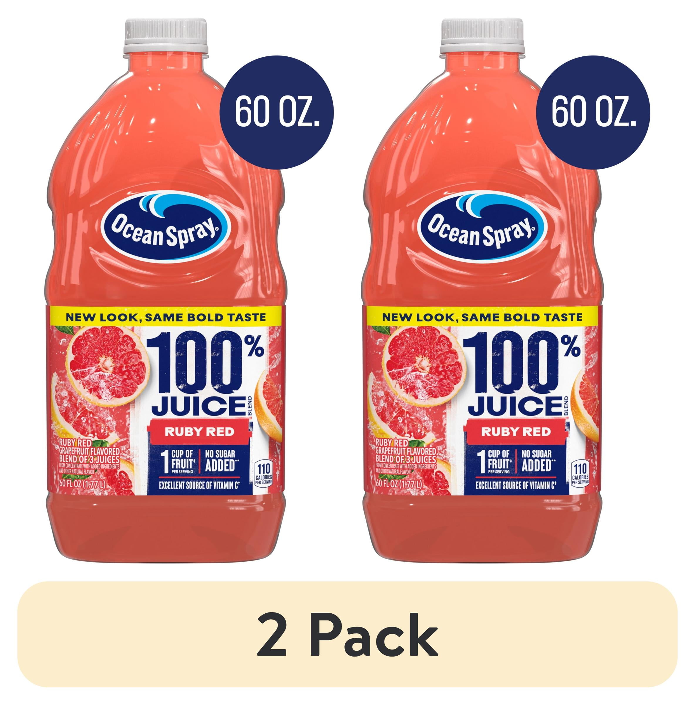 (2 pack) Ocean Spray® 100% Ruby Red Grapefruit Juice, 100% Juice, 60 fl oz Bottle