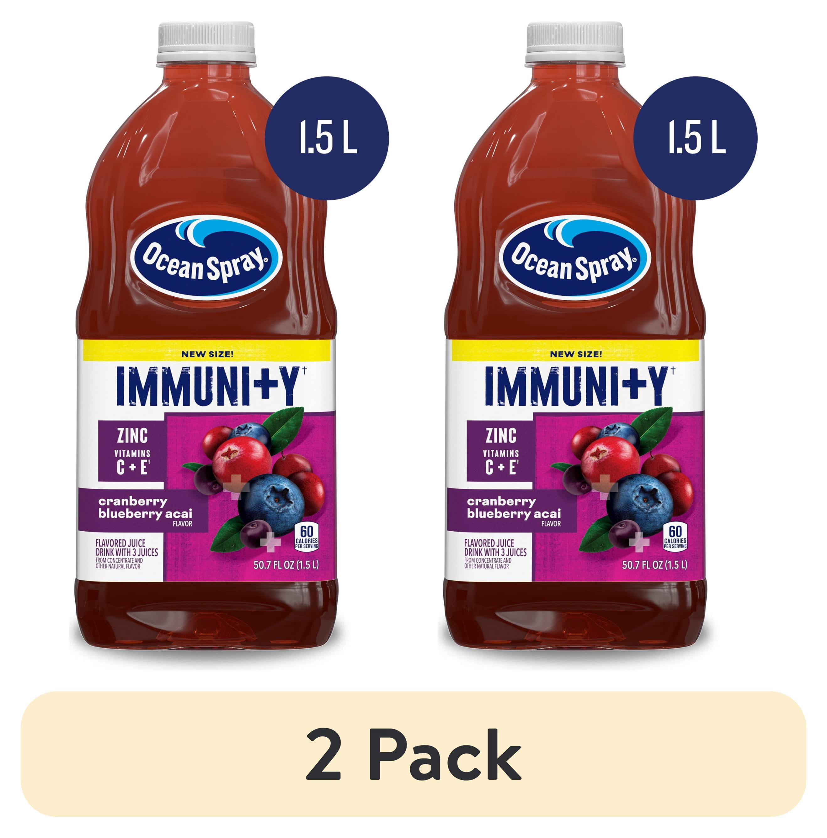 (2 pack) Ocean Spray® Immunity Cranberry Blueberry Acai Flavored Juice Drink, 50.7 Fl Oz Bottle