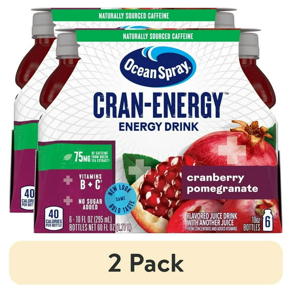 (2 pack) Ocean Spray® Cran-Energy™ Cranberry Pomegranate Juice Drinks, 10 fl oz Bottles, 6 Count