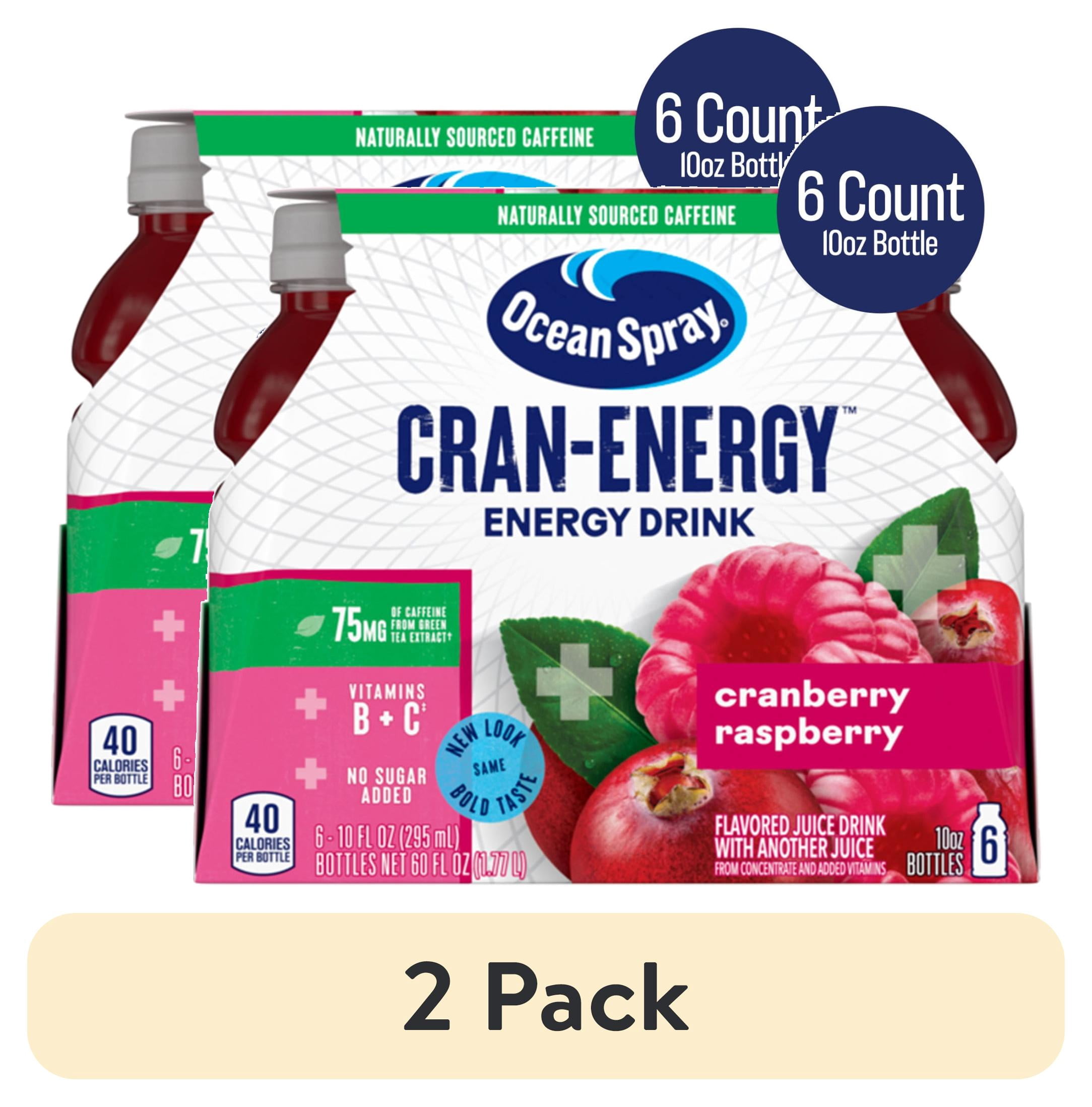 (2 pack) Ocean Spray® Cran-Energy™ Cranberry Raspberry Juice Drinks, 10 fl oz Bottles, 6 Count